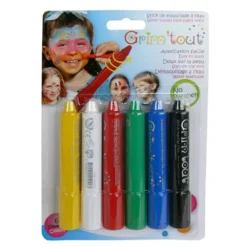 LOT DE 6 STICKS DE MAQUILLAGE GRIM'TOUT - COULEURS BASIQUES
