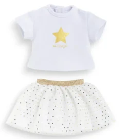 MA COROLLE ENSEMBLE JUPE ET T-SHIRT IVOIRE ET OR 36 CM - COROLLE MA COROLLE