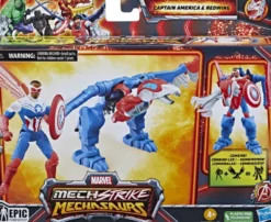 MARVEL - AVENGERS - FIGURINE - CAPTAIN AMERICA - MECHSTRIKE MECHASAURS REDWING ET CAPTAIN