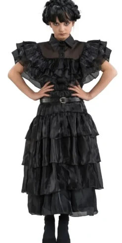 MERCREDI ©DEGUISEMENT ROBE DE BAL NOIRE WEDNESDAY ©TAILLE 140 CM