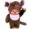 MONCHHICHI - PELUCHE FILLE BAVOIR BLANC SURPIQUE DE ROSE 20 CM