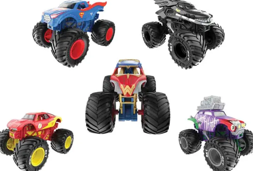MONSTER JAM - DC™ JUSTICE LEAGUE™VS. THE JOKER™ PACK 5 VEHICULES DIE CAST 1.64