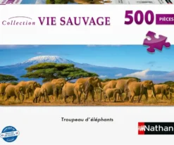 NATHAN PUZZLE 500 PIECES - TROUPEAU D’ELEPHANTS PANORAMIQUE
