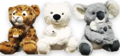 PELUCHE MAMAN ET BEBE ANIMAL SAUVAGE 28 CM