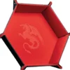 PISTE DE DES - DRAGON ROUGE 19 X 19 CM - CUIR ET VELOURS