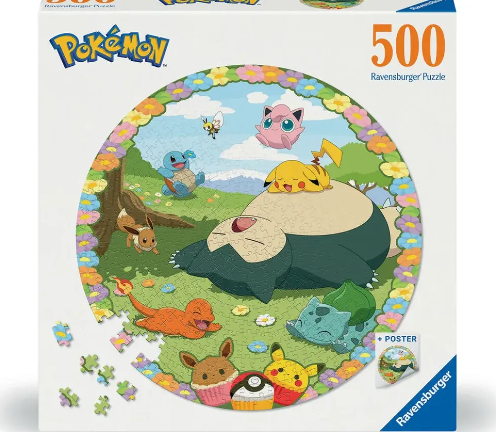 POKEMON EN FLEURS - PUZZLE ROND 500 PIECES