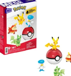 POKEMON - 4 FIGURINES A CONSTRUIRE ET 1 POKEBALL EQUIPE DE LA REGION DE PALDEA