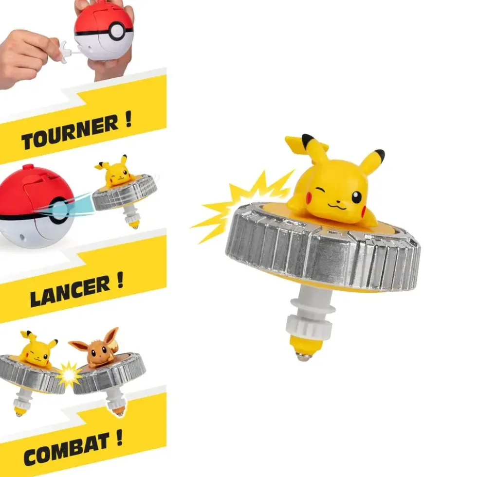 POKEMON- PACK TOUPIES AVEC LANCEUR DE TOUPIE POKE BALL