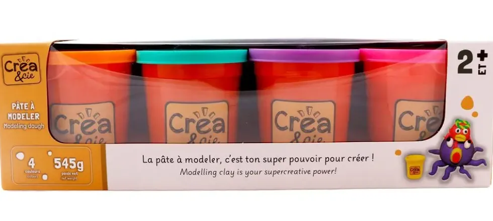4 POTS DE PATE A MODELER - COULEURS VIVES