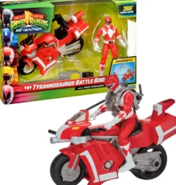 POWER RANGERS - VEHICULE TYRANOSAURE AVEC FONCTION ET FIGURINE 15 CM ROUGE