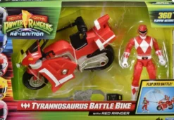 POWER RANGERS - VEHICULE TYRANOSAURE AVEC FONCTION ET FIGURINE 15 CM ROUGE
