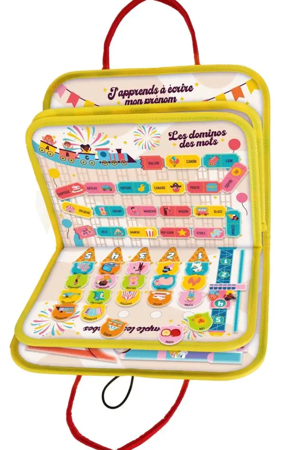 PRES/ POCHETTE 7 ACTIVITES - LA FABRIQUE DES MOTS -THEME DE LA FETE FORAINE - MONTESSORI - 28X5X33 CM - APD 5 ANS