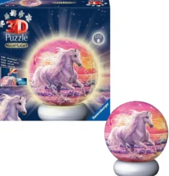 PUZZLE 3D BALL 72 PIECESILLUMINE - CHEVAUX A LA PLAGE