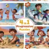 PUZZLE MULTI 4 EN 1 20+40+60+80 PIECESJOURNEE A LA PLAGE