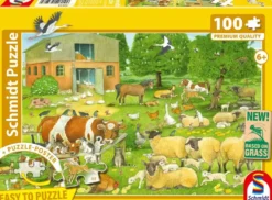 PUZZLE 100 PIECES - FAMILLES D’ANIMAUX A LA FERME