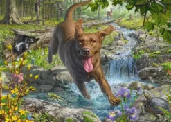 PUZZLE 1000 PIECES - LABRADOR RETRIEVER EN PROMENADE AU PRINTEMPS