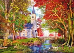 PUZZLE 1000 PIECES - LA CHAPELLE DANS LA FORET D’AUTOMNE