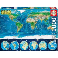 PUZZLE 1000 PIECES MAPPEMONDE NEON