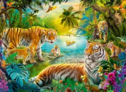 PUZZLE 500 PIECESTIGRES DANS L'OASIS