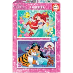 2 PUZZLES DE 48 PIECES ARIEL ET JASMINE