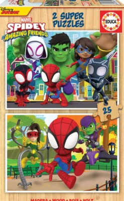 2 PUZZLES DE 25 PIECES - BOIS - SPIDEY ET HIS AMAZING FRIENDS
