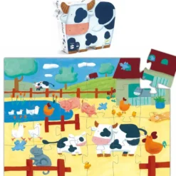 PUZZLE SILHOUETTE 24 PIECES LES VACHES A LA FERME