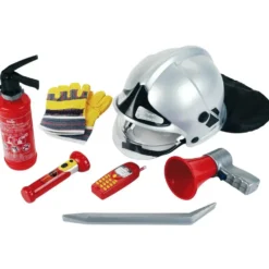 SET POMPIER AVEC CASQUE ET MEGAPHONE