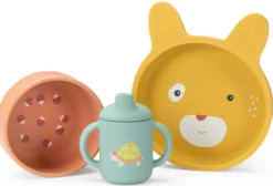 SET VAISSELLE SILICONE TROIS PETITS LAPINS