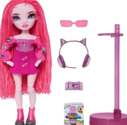 SHADOW HIGH -POUPEE MANNEQUIN27 CM PINKIE JAMES ROSE AVEC COMPAGNON ET ACCESSOIRES
