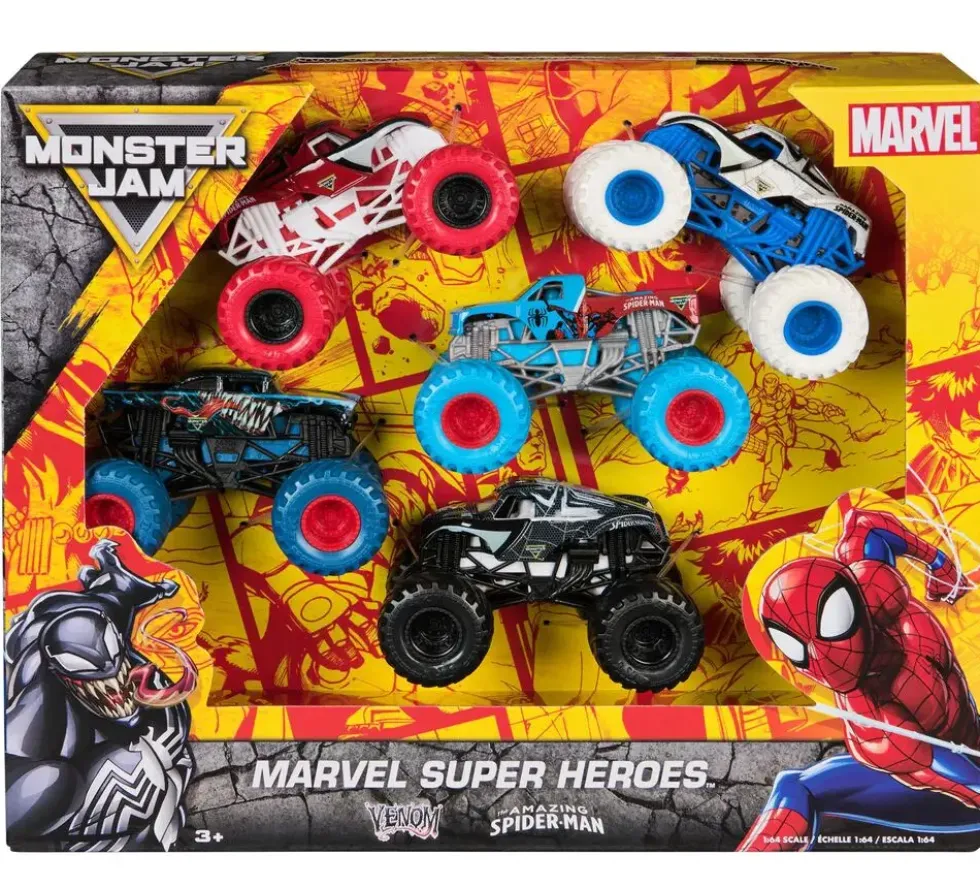 SPIDER-MAN DIE-CAST 1:64 MONSTER JAM - PACK DE 5 VEHICULES
