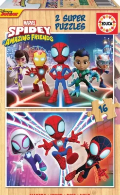 SPIDEY ET HIS AMAZING FRIENDS -PUZZLE 2 X 16PIECES BOIS