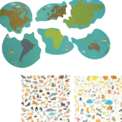 STICK'N FUN - XL CARTES DU MONDE - ANIMAUX REPOSITIONNABLES