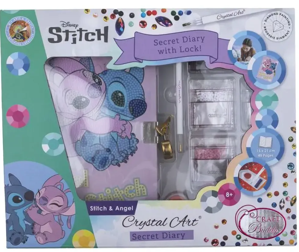 STITCH - CRYSTAL ART - STITCH ET ANGEL - COFFRET JOURNAL INTIME A DIAMANTER