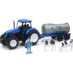 TRACTEUR NEW HOLLAND AVEC CITERNE LAIT ET PERSONNAGE 1/32EME