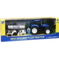 TRACTEUR NEW HOLLAND AVEC CITERNE LAIT ET PERSONNAGE 1/32EME