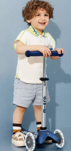 TROTTINETTE MINI MICRO DELUXE GLITTER BLEU LED