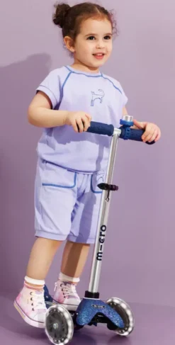 TROTTINETTE MINI MICRO DELUXE GLITTER BLEU LED