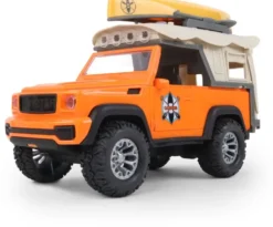TURBO CHALLENGE - TOUT TERRAIN AVEC KAYAK - CAP AVENTURE -1:/16 - VOITURE FRICTION - ORANGE