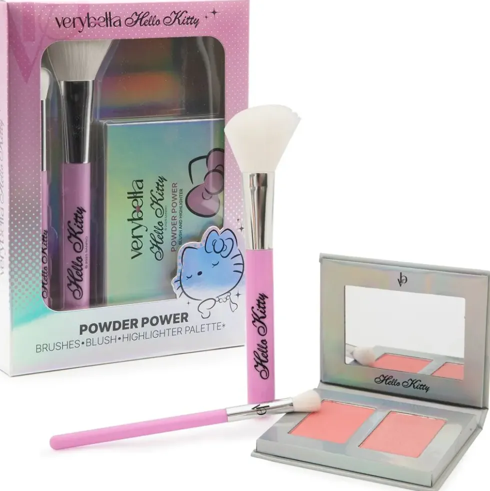 VERY BELLA X HELLO KITTY - COFFRET POUDRE POWER HIGHLIGHTER, BLUSH ET 2 PINCEAUX