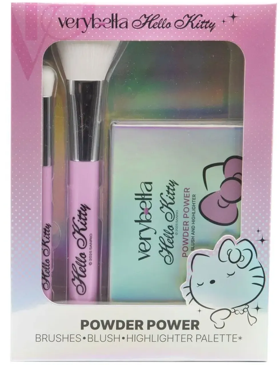 VERY BELLA X HELLO KITTY - COFFRET POUDRE POWER HIGHLIGHTER, BLUSH ET 2 PINCEAUX