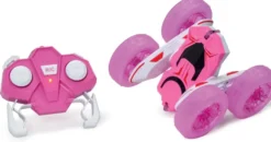 VOITURE CASCADEUSE ET LUMINEUSE ROSE RADIOCOMMANDEE 1:24