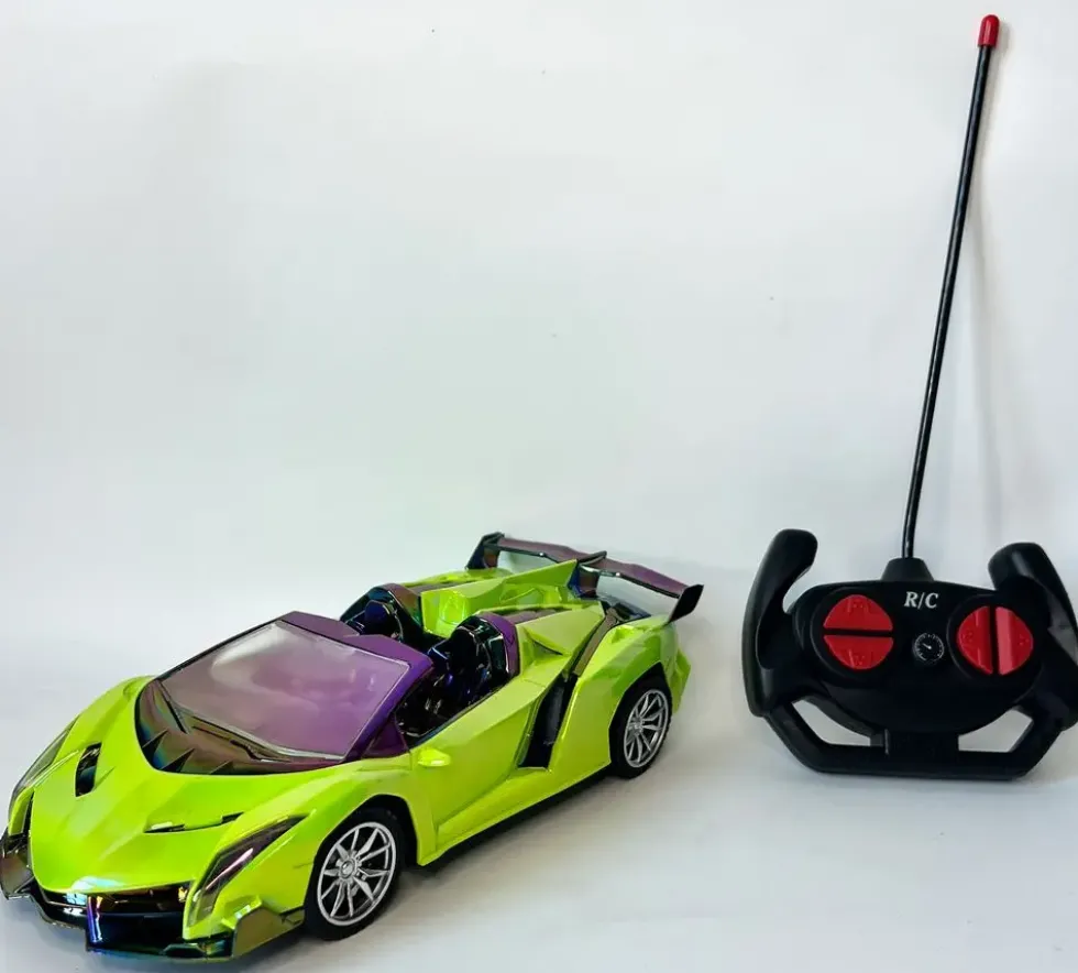 VOITURE DE COURSE CHROMEE RADIOCOMMANDEE 1:18
